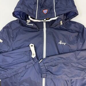 Louis Castel Womens Size 100 Medium Hooded Windbreaker Jacket Mesh Panels